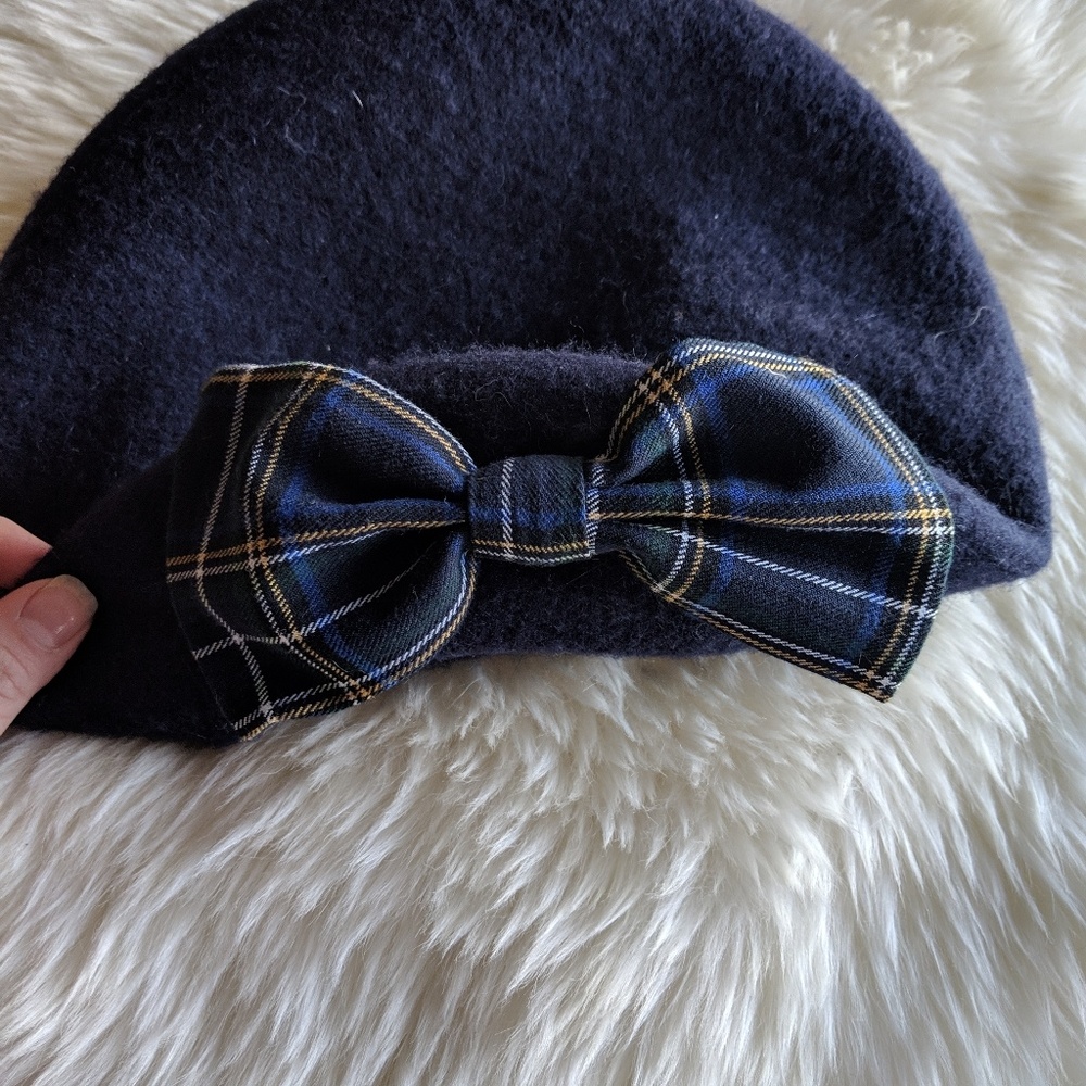 🎀2019 SALE🎀 Felt Wool Navy Bow Beret
